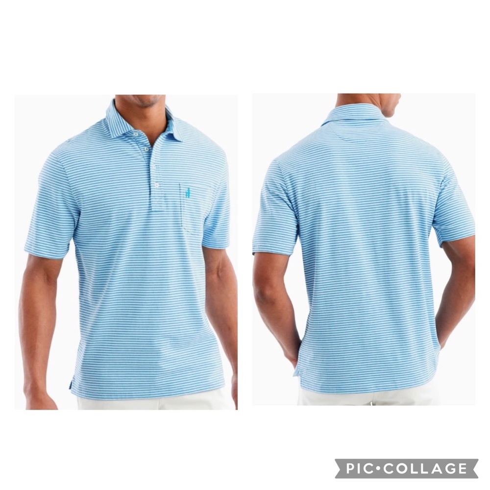JOHNNIE-O Men’s Hangin' Out DANTE Polo Shirt Marine Blue Stripe